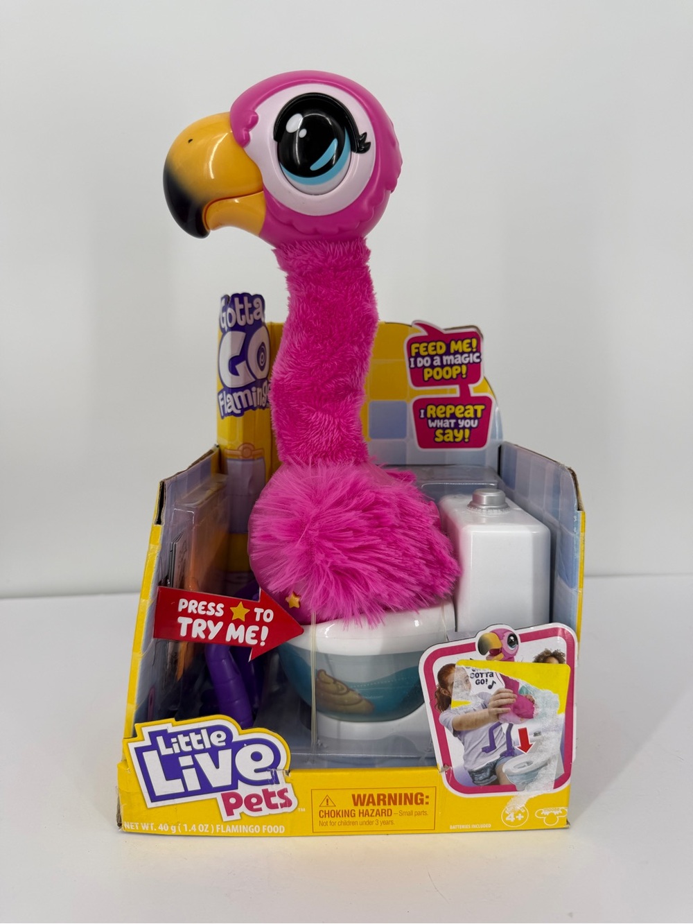 Little LIVE Pets Gotta Go Flamingo In Box Toilet Repeat What I Say